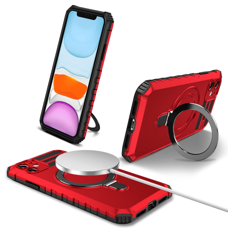 For iPhone 11 MagSafe Magnetic Holder Phone Case(Red) by buy2fix