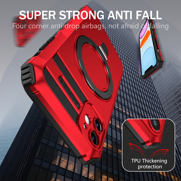 For iPhone 11 MagSafe Magnetic Holder Phone Case(Red) by buy2fix