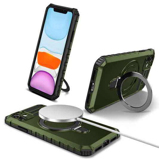 For iPhone 11 MagSafe Magnetic Holder Phone Case(Green) by buy2fix