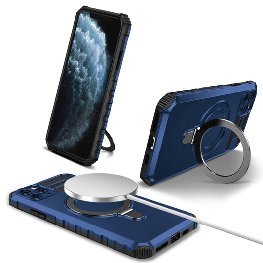 For iPhone 11 Pro MagSafe Magnetic Holder Phone Case(Blue) - iPhone 11 Pro Cases by buy2fix | Online Shopping UK | buy2fix