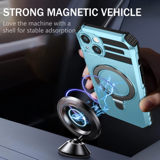 For iPhone 13 MagSafe Magnetic Holder Phone Case(Light Blue) by buy2fix