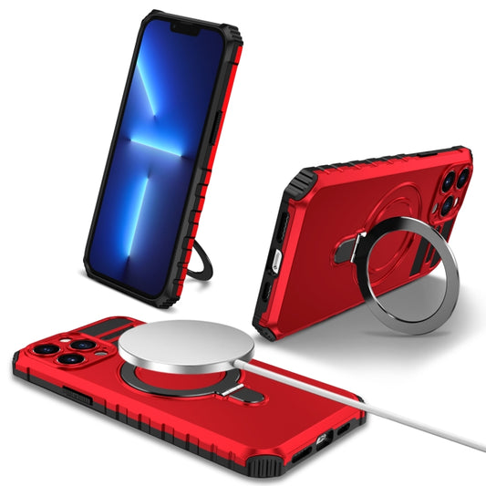 For iPhone 13 Pro MagSafe Magnetic Holder Phone Case(Red) - iPhone 13 Pro Cases by buy2fix | Online Shopping UK | buy2fix