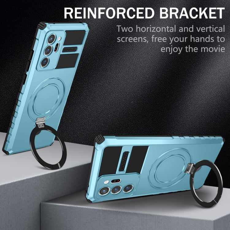 For Samsung Galaxy Note20 Ultra MagSafe Magnetic Holder Phone Case(Light Blue) by buy2fix