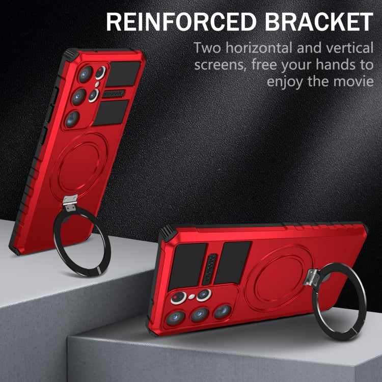 For Samsung Galaxy S23 Ultra 5G MagSafe Magnetic Holder Phone Case(Red) by buy2fix