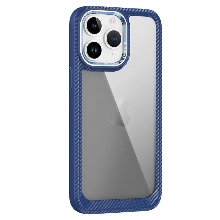 For iPhone 11 Pro Max Carbon Fiber Transparent Back Panel Phone Case(Blue) - iPhone 11 Pro Max Cases by buy2fix | Online Shopping UK | buy2fix