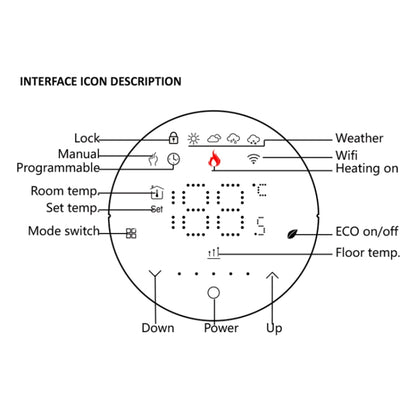 BHT-6001GALW 95-240V AC 5A Smart Round Thermostat Water Heating LED Thermostat With WiFi(Black) - Thermostat & Thermometer by buy2fix | Online Shopping UK | buy2fix