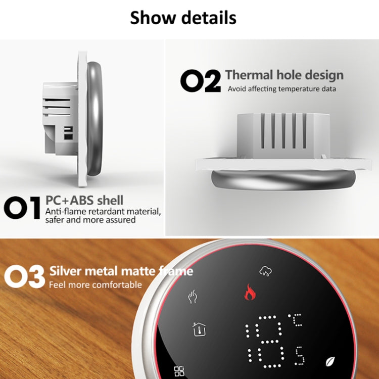 BHT-6001GBL 95-240V AC 16A Smart Round Thermostat Electric Heating LED Thermostat Without WiFi(White) - Thermostat & Thermometer by buy2fix | Online Shopping UK | buy2fix