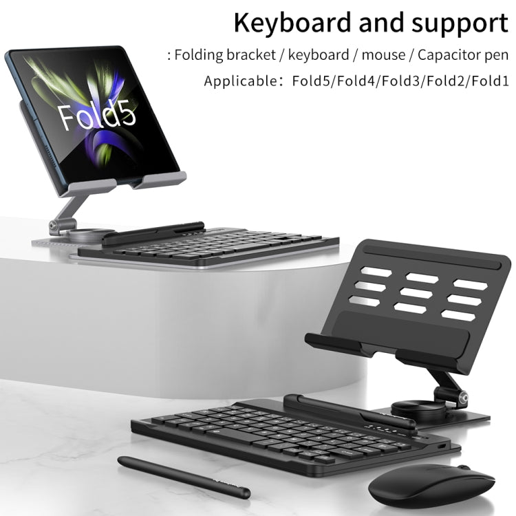 For Samsung Galaxy Z Fold5 GKK Folding Bluetooth Keyboard Holder with Pen + Holder + Keyboard + Mouse(Silver) - Samsung Keyboard by GKK | Online Shopping UK | buy2fix