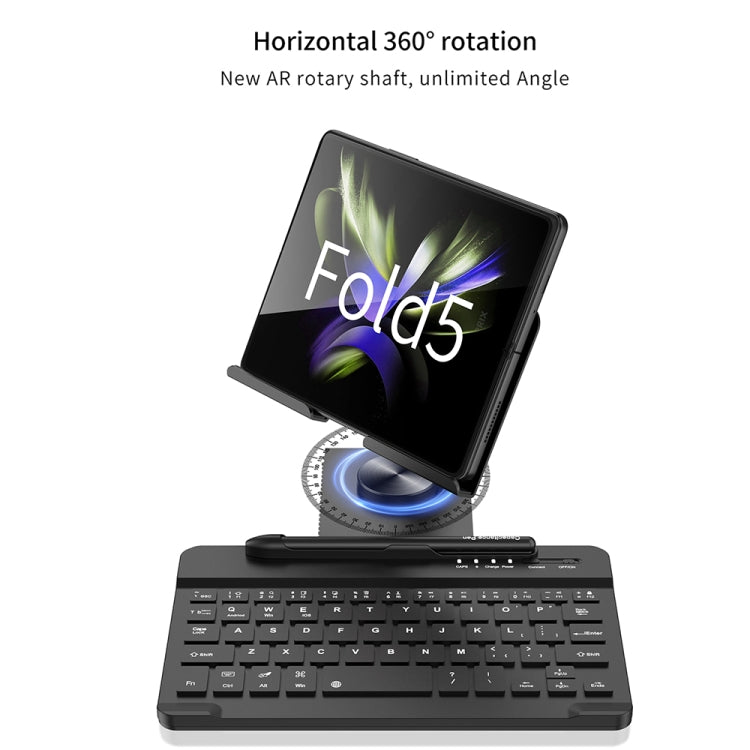 For Samsung Galaxy Z Fold5 GKK Folding Bluetooth Keyboard Holder with Pen + Holder + Keyboard + Mouse(Silver) - Samsung Keyboard by GKK | Online Shopping UK | buy2fix