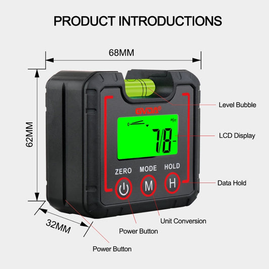 GVDA GD450M Digital Protractor 360 Degree High Precision Measuring Instrument by GVDA