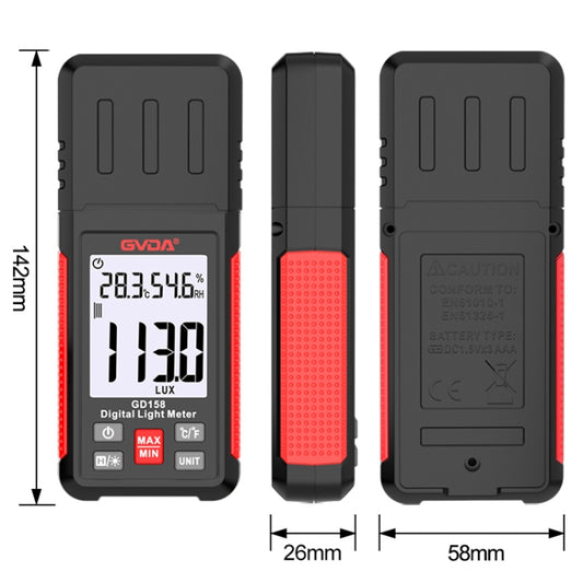 GVDA GD158 200000Lux Digital Light Meter Tester Brightness Photometer by GVDA