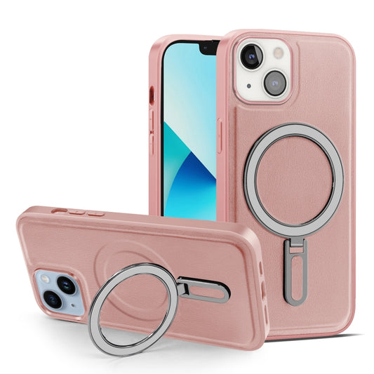 For iPhone 13 MagSafe Magnetic Holder Phone Case(Pink) - iPhone 13 Cases by buy2fix | Online Shopping UK | buy2fix