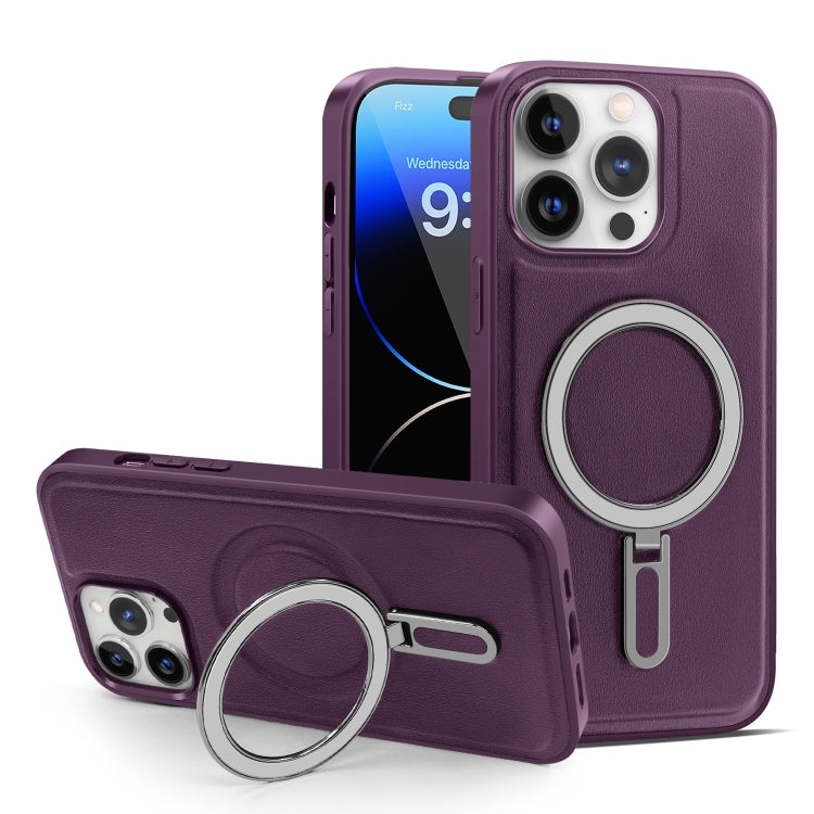 For iPhone 14 Pro Max MagSafe Magnetic Holder Phone Case(Purple) - iPhone 14 Pro Max Cases by buy2fix | Online Shopping UK | buy2fix