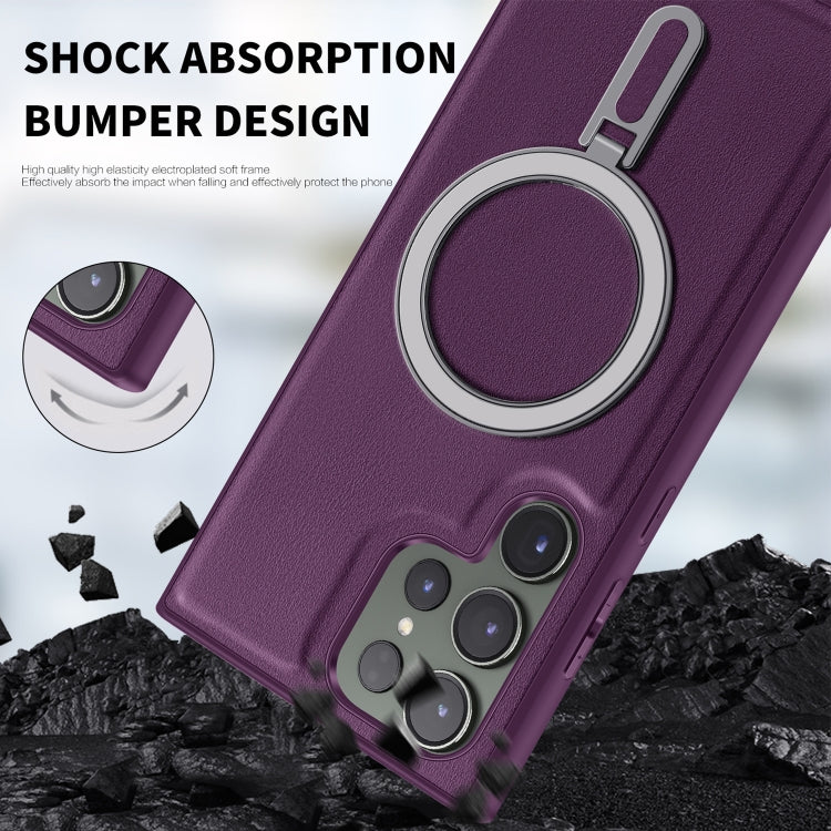 For Samsung Galaxy S23 Ultra 5G MagSafe Magnetic Holder Phone Case(Purple) - Galaxy S23 Ultra 5G Cases by buy2fix | Online Shopping UK | buy2fix