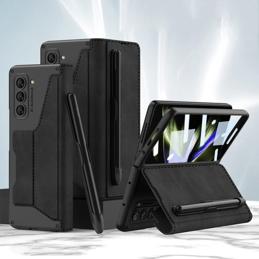 For Samsung Galaxy Z Fold5 GKK Armor Flip Leather Phone Case with Pen Slots(Black) - Galaxy Z Fold5 Cases by GKK | Online Shopping UK | buy2fix