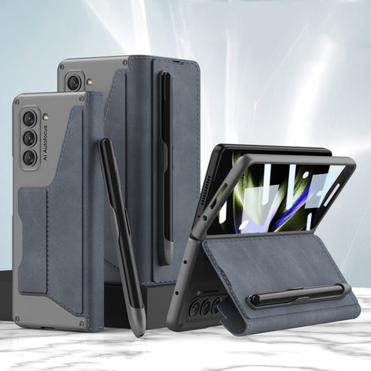 For Samsung Galaxy Z Fold5 GKK Armor Flip Leather Phone Case with Pen Slots(Grey) - Galaxy Z Fold5 Cases by GKK | Online Shopping UK | buy2fix