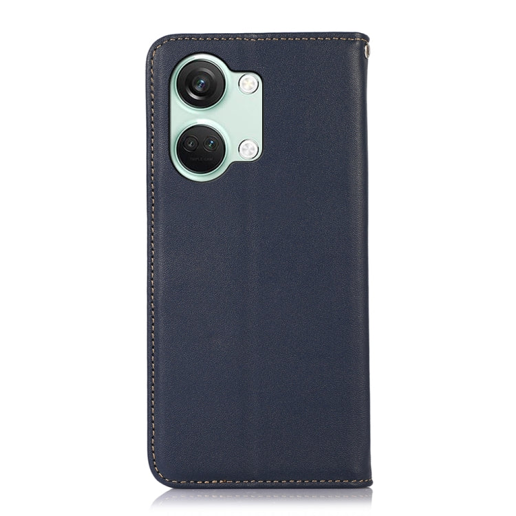 For OnePlus Nord 3 / Ace 2V KHAZNEH Nappa Top Layer Cowhide Leather Phone Case(Blue) - OnePlus Cases by buy2fix | Online Shopping UK | buy2fix