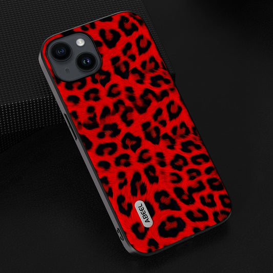 For iPhone 14 ABEEL Black Edge Leopard Phone Case(Red Leopard) by buy2fix
