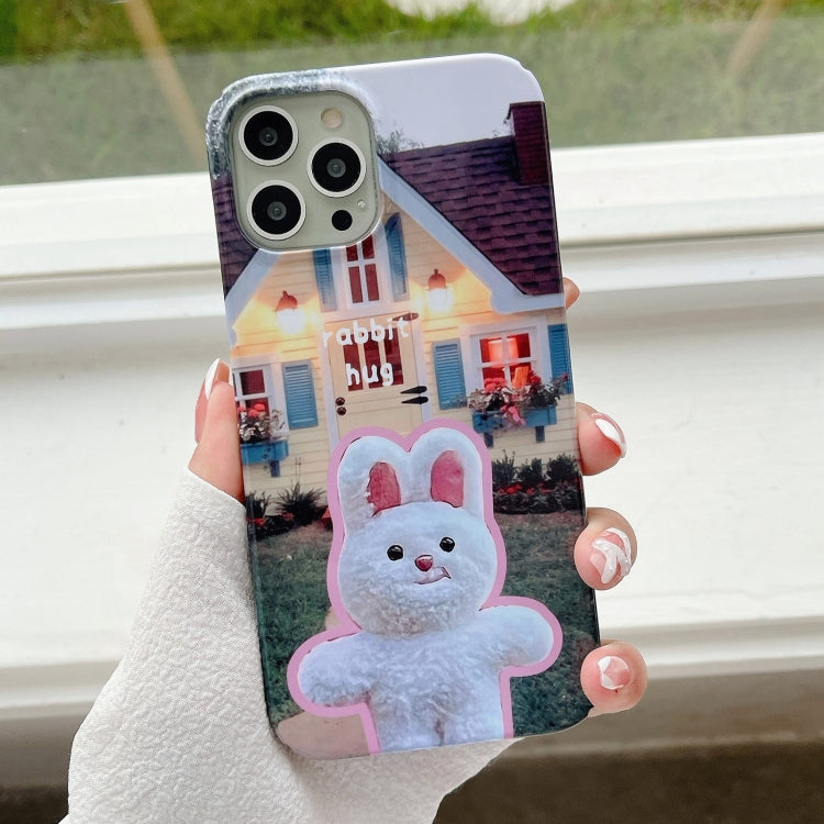 For iPhone 12 Pro Painted Pattern PC Phone Case(Bunny Hug) by buy2fix
