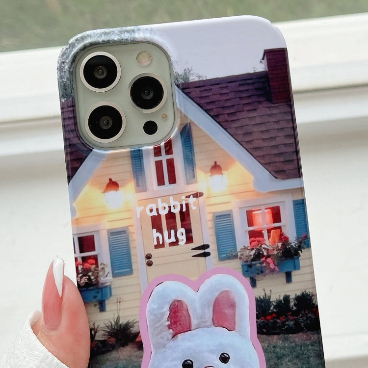 For iPhone 12 Pro Painted Pattern PC Phone Case(Bunny Hug) by buy2fix