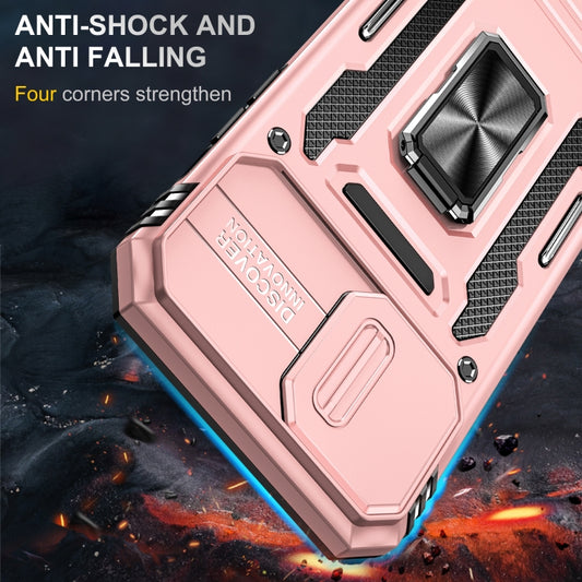 For iPhone 15 Pro Max Armor PC + TPU Camera Shield Phone Case(Rose Gold) by buy2fix