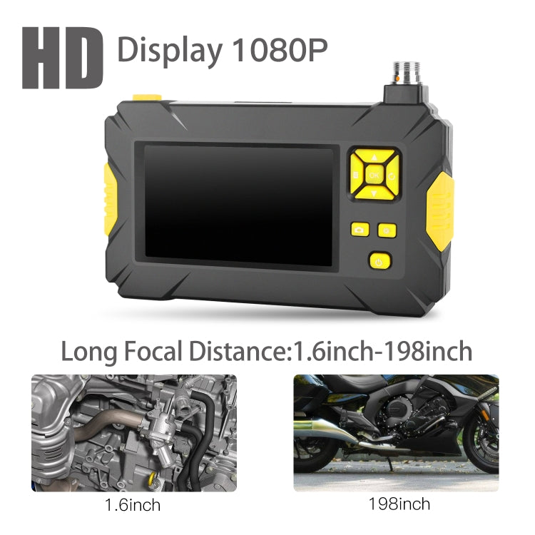P30 3.9mm 1080P IP68 Waterproof 4.3 inch Screen Single Camera Digital Endoscope, Length:2m Hard Cable(Black) by buy2fix