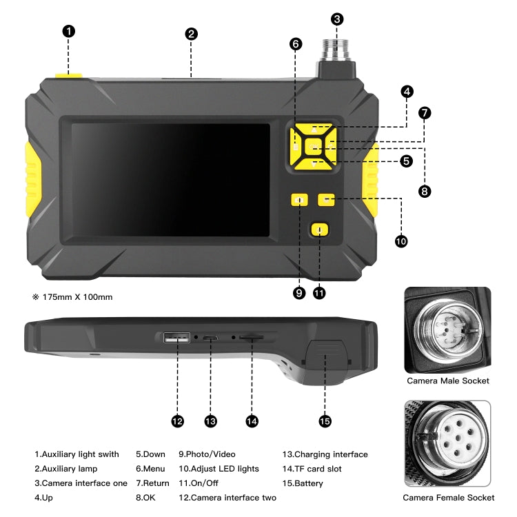 P30 3.9mm 1080P IP68 Waterproof 4.3 inch Screen Single Camera Digital Endoscope, Length:2m Hard Cable(Black) by buy2fix