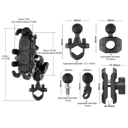 MOTOSLG Crab Motorcycle Phone Clamp Bracket U-Type Headbar Mount with Anti-theft Lock(Black) - Holder by MOTOLSG | Online Shopping UK | buy2fix