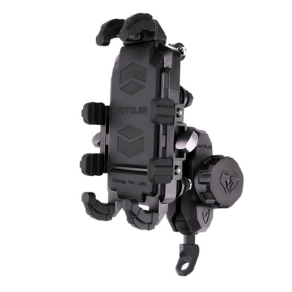 MOTOSLG Crab Motorcycle Phone Clamp Bracket L-Type Rear Mirror Mount with Anti-theft Lock(Black) - Holder by MOTOLSG | Online Shopping UK | buy2fix