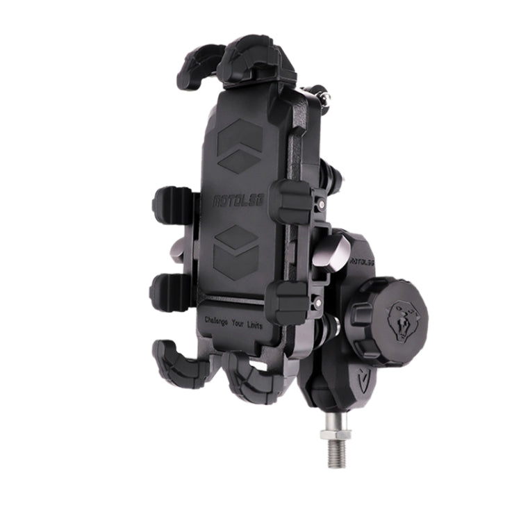 MOTOSLG Crab Motorcycle Phone Clamp Bracket M10 Ballhead Mount with Anti-theft Lock(Black) - Holder by MOTOLSG | Online Shopping UK | buy2fix