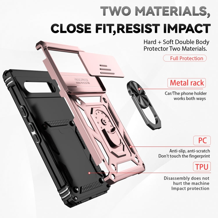 For Google Pixel 7a Sliding Camshield Holder Phone Case(Rose Gold) - Google Cases by buy2fix | Online Shopping UK | buy2fix