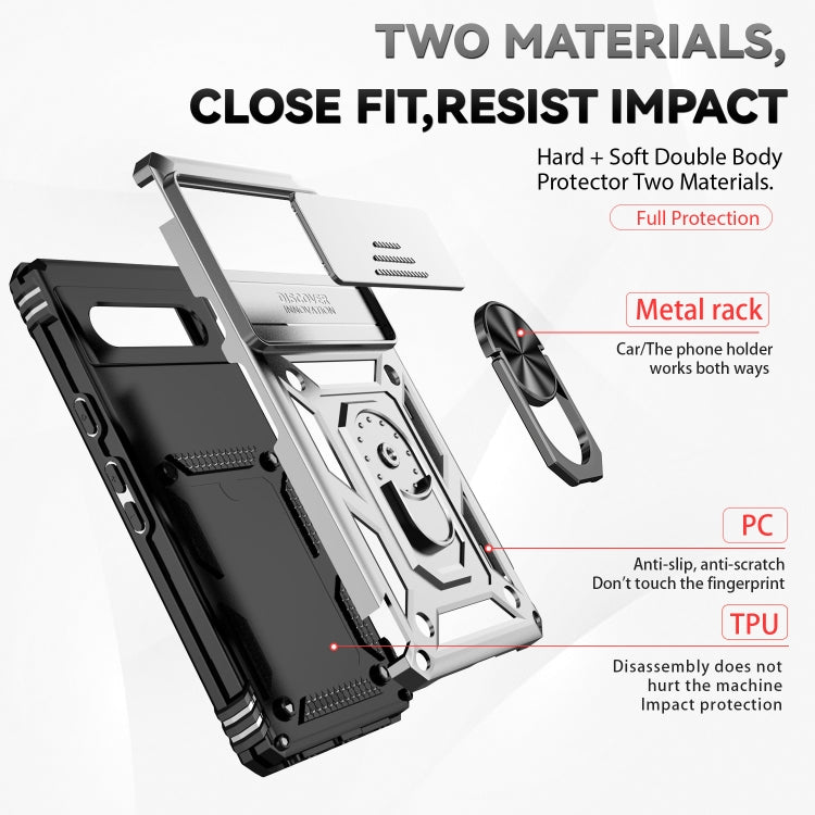 For Google Pixel 7a Sliding Camshield Holder Phone Case(Silver) - Google Cases by buy2fix | Online Shopping UK | buy2fix