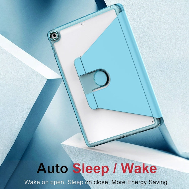 For iPad 10.2 2021 / 2020 / 2019 Clear 360 Rotation Stand Smart Leather Tablet Case(Baby Blue) by buy2fix