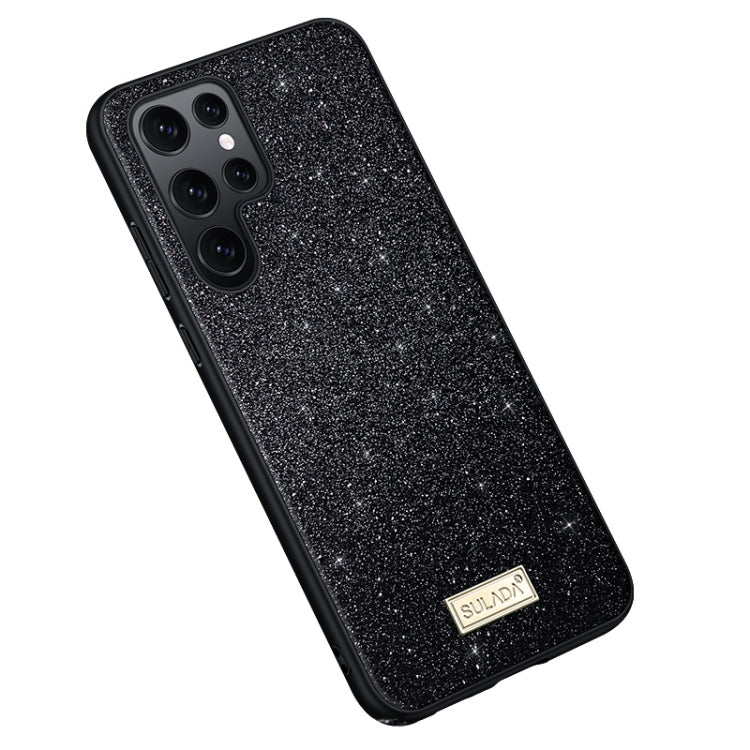 For Samsung Galaxy S23 Ultra 5G SULADA Glittery TPU + Handmade Leather Phone Case(Black) - Galaxy S23 Ultra 5G Cases by SULADA | Online Shopping UK | buy2fix