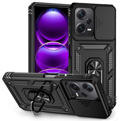 For Xiaomi Redmi Note 12 5G Sliding Camshield Holder Phone Case(Black) by buy2fix