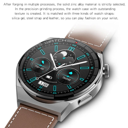 KT62 1.36 inch TFT Round Screen Smart Watch Supports Bluetooth Call/Blood Oxygen Monitoring, Strap:Leather Strap(Silver) - Smart Watches by buy2fix | Online Shopping UK | buy2fix