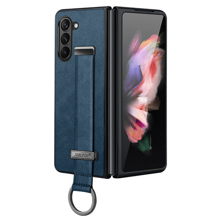 For Samsung Galaxy Z Fold5 SULADA PC + Leather Texture Skin Feel Shockproof Phone Case(Blue) - Galaxy Z Fold5 Cases by SULADA | Online Shopping UK | buy2fix