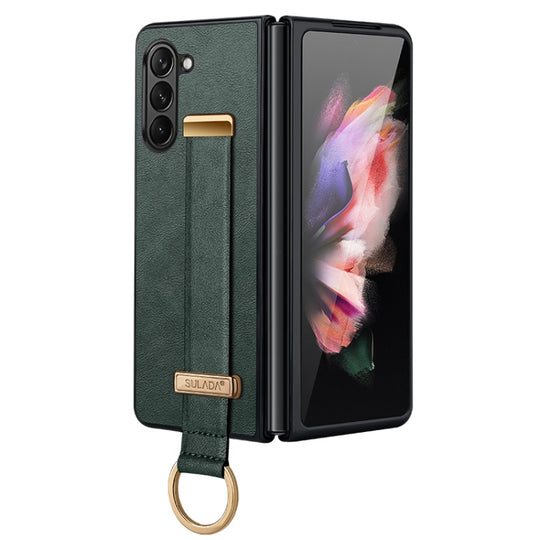 For Samsung Galaxy Z Fold5 SULADA PC Hybrid Leather Texture Skin Feel Shockproof Phone Case(Green)