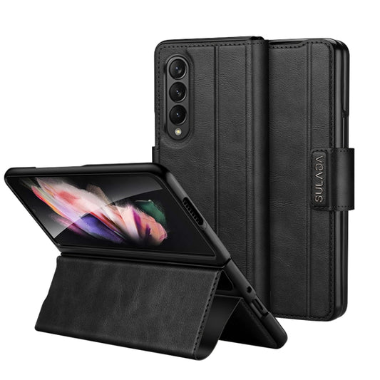 For Samsung Galaxy Z Fold4 / W23 SULADA All-inclusive Magnetic Snap Flip Leather Phone Case(Black) - Galaxy Z Fold4 5G Cases by SULADA | Online Shopping UK | buy2fix