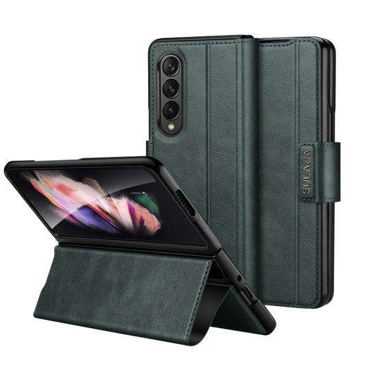 For Samsung Galaxy Z Fold4 / W23 SULADA All-inclusive Magnetic Snap Flip Leather Phone Case(Green) - Galaxy Z Fold4 5G Cases by SULADA | Online Shopping UK | buy2fix
