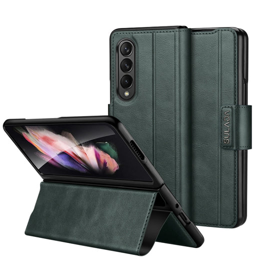 For Samsung Galaxy Z Fold2 / W21 SULADA All-inclusive Magnetic Snap Flip Leather Phone Case(Green)