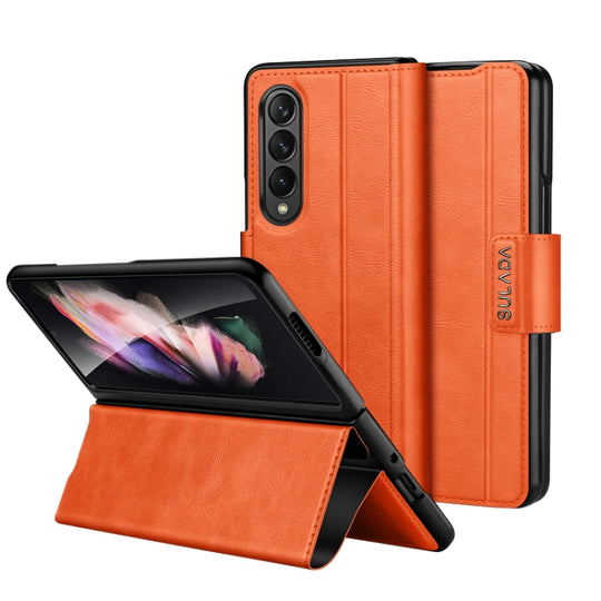 For Samsung Galaxy Z Fold2 / W21 SULADA All-inclusive Magnetic Snap Flip Leather Phone Case(Orange)