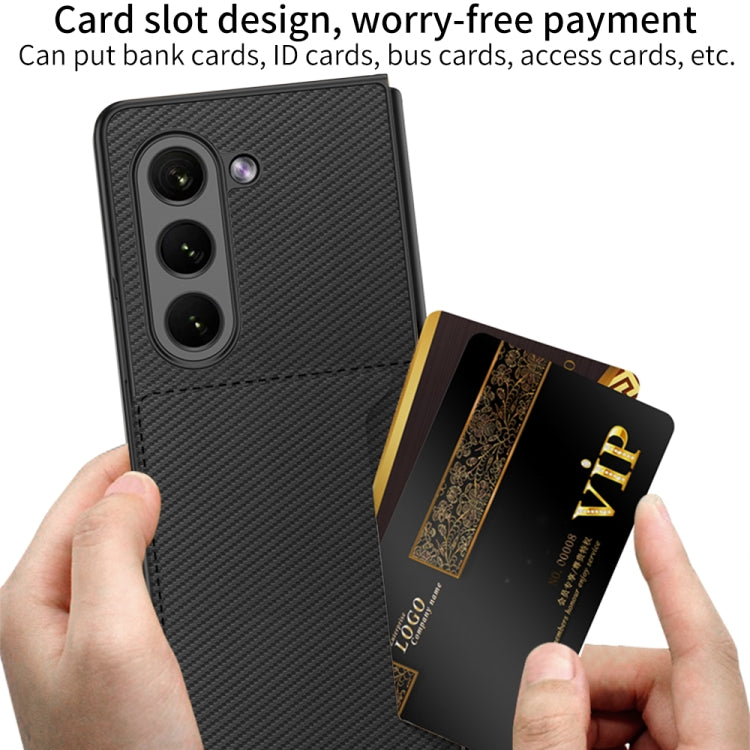 For Samsung Galaxy Z Fold5 GKK Ultra-thin Leather Phone Case with Card Slots(Carbon Fiber Texture) - Galaxy Z Fold5 Cases by GKK | Online Shopping UK | buy2fix