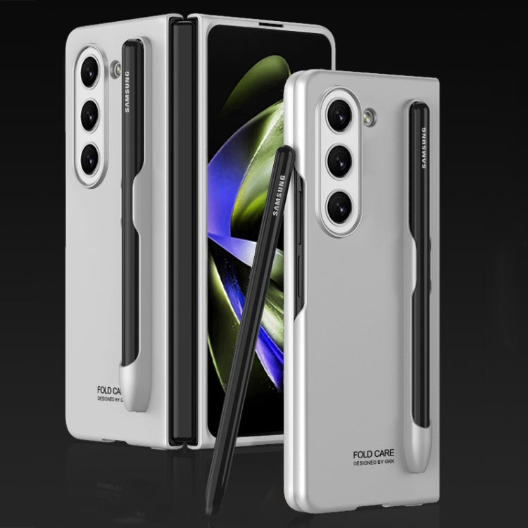 For Samsung Galaxy Z Fold5 GKK Ultra-thin Full Coverage Phone Flip Case with Pen Slot(Silver) - Galaxy Z Fold5 Cases by GKK | Online Shopping UK | buy2fix