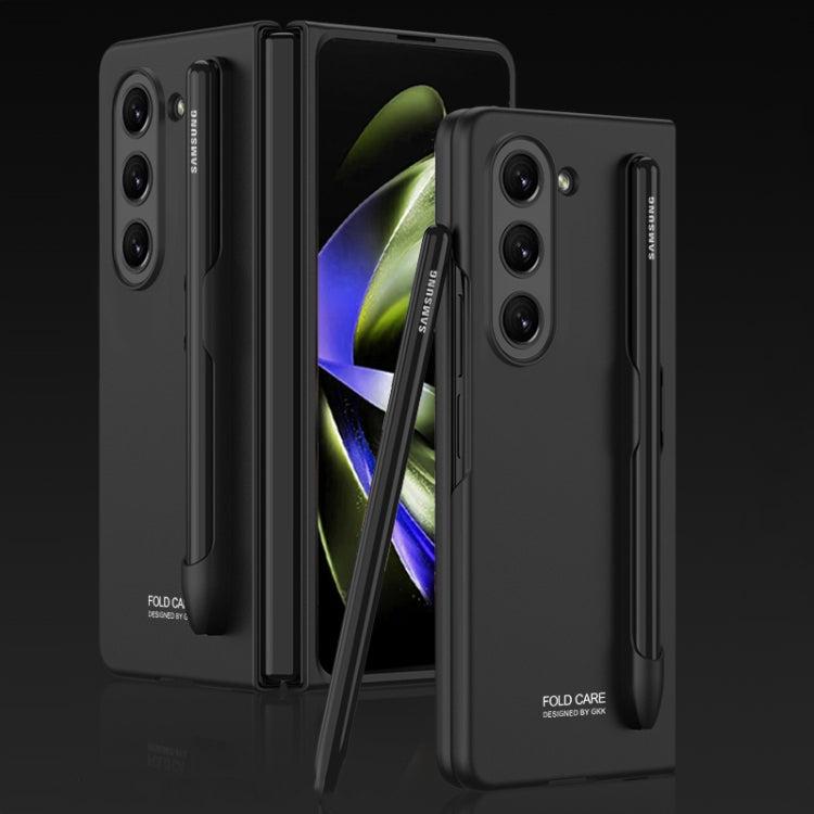 For Samsung Galaxy Z Fold5 GKK Ultra-thin Full Coverage Phone Flip Case with Pen Slot(Black) by GKK