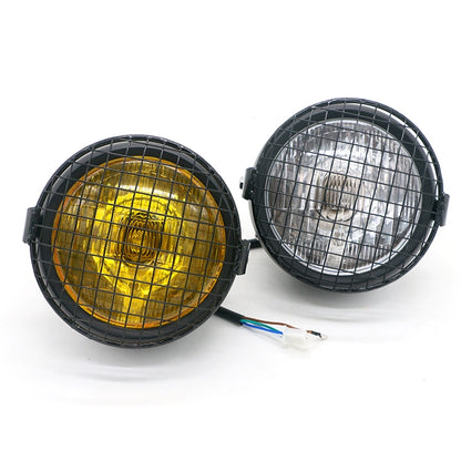 Motorcycle Reticular Retro Lamp LED Headlight Modification Accessories for Halley / Honda CG125 / Suzuki GN125(Yellow) - In Car by buy2fix | Online Shopping UK | buy2fix