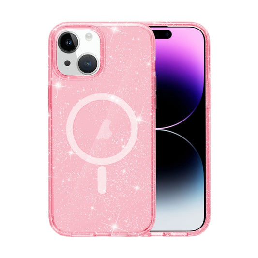 For iPhone 15 Plus Terminator Style Glitter Powder MagSafe Magnetic Phone Case(Pink) - iPhone 15 Plus Cases by buy2fix | Online Shopping UK | buy2fix