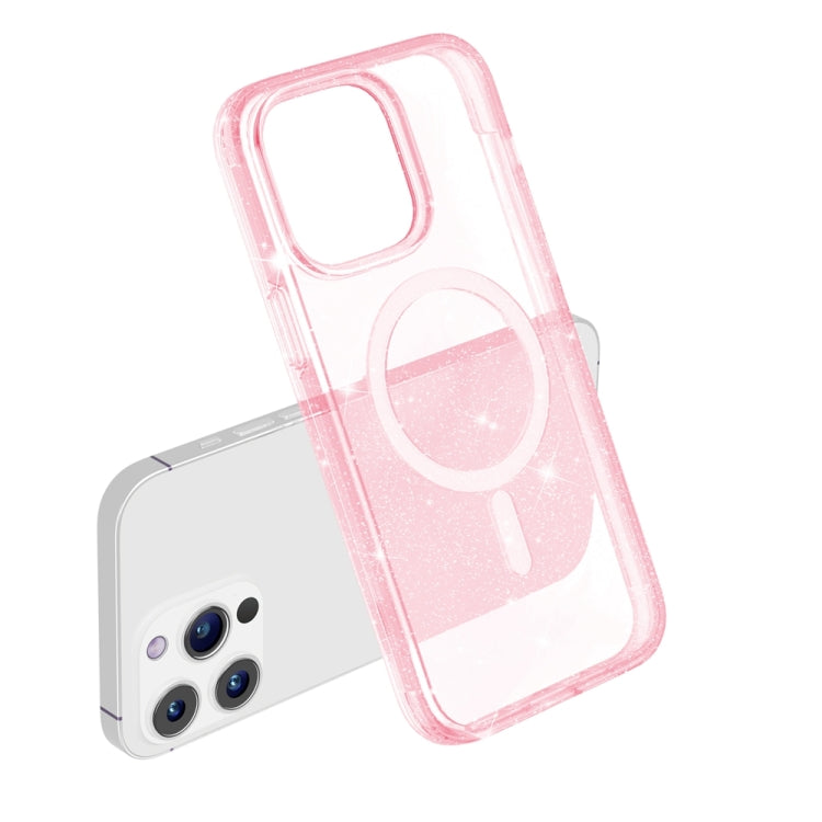 For iPhone 15 Pro Terminator Style Glitter Powder MagSafe Magnetic Phone Case(Pink) - iPhone 15 Pro Cases by buy2fix | Online Shopping UK | buy2fix