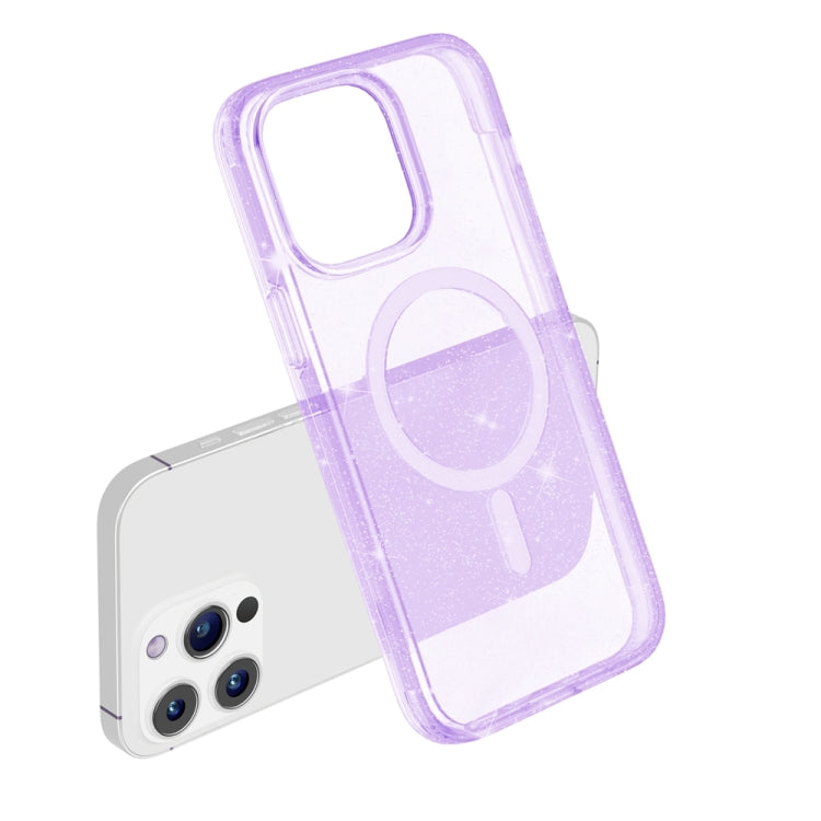 For iPhone 15 Pro Max Terminator Style Glitter Powder MagSafe Magnetic Phone Case(Purple) - iPhone 15 Pro Max Cases by buy2fix | Online Shopping UK | buy2fix