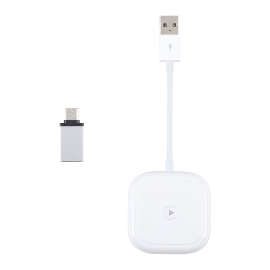 USB + USB-C / Type-C Wired to Wireless Carplay Adapter for iPhone(White) by buy2fix